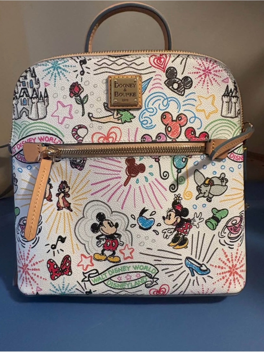 Dooney & Bourke White Disney Sketches Mini Backpack with Multicolor Accents